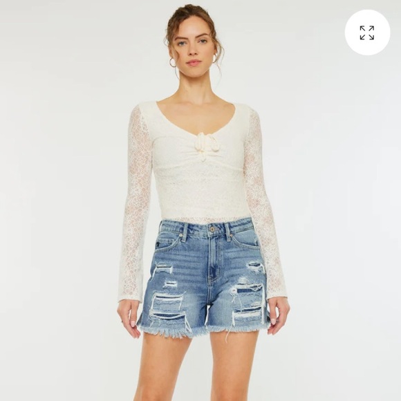 KANCAN KC8595NM ROSIE High Rise Distressed Cut Off Cotton Jean Shorts 25 - Picture 4 of 15